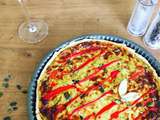 Tarte veggie : courgette, poireaux, poivrons rouges et reblochon