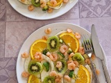 Salade aux crevettes, fenouil et orange