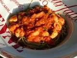 Spaghettis aux crevettes et noix de saint-jacques