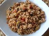 Riz au thon, à la tomate & aux champignons frais