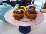 Muffins au chocolat noir, coeur de chocolat blanc ou mes muffins Django