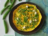 Omelette de printemps aux petits pois frais, menthe et feta