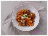 Boulettes Sauce Tomate Basilic, Rigatoni, Burrata