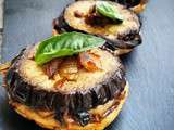 Tatin d’aubergines, poires et oignons confits