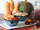 Porridge d'azukis, châtaignes et avoine, coulis poire-châtaigne