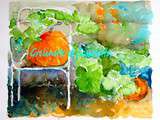 Aquarelle : La Courge sur une Chaise