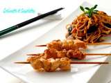 Brochettes et Nouilles Chinoises épicées au Gingembre frais