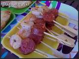 Brochettes apéritives crevettes et chorizo