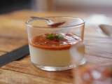 Panna cotta aux asperges et coulis de tomates au pesto