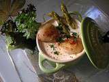 Fruits de mer en cocotte et ses pointes d'asperges vertes