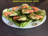 Avocats/crevettes/sauce cocktail