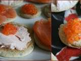 Canapés de la mer sur blinis maison