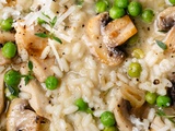 Risotto réconfortant au poulet, champignons et petits pois