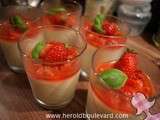 Panacotta extra crémeuse au basilic, tartare de fraise citron-basilic