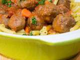 Macaronis sauce tomate aux boulettes de boeuf et carottes [Recette regressive]