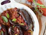 Aubergines farcies de tomates au four #végétarien