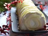 Buche au chocolat blanc, framboises et dacquoise à la noisette