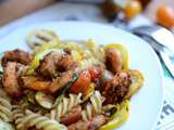 Fusilli aux tomates cerises, courgettes grillées et crevettes pimentées #partenariat