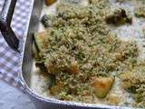 Gratin de courgettes, crumble de pain