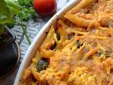 Gratin de Penne courgette tomates confites et Cheddar