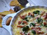 Gratin de polenta aux brocolis lardons et fromage