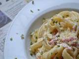 Linguine al proccutto e mascarpone