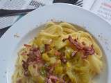 Linguine au poireau et lardons