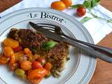 Poisson à la croute de basilic et tomates cerises