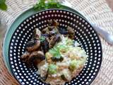 Risotto courgette brocoli et poêlée de champignons