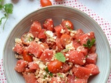 Salade pastèque tomates cerises féta et menthe - la découverte de l'été