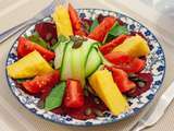 Salade de polenta grillée, tomates, betteraves et courgettes