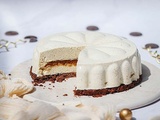 Entremets vanille, praliné et chocolat