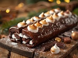 Bûche de Noël vegan, chocolat et meringue