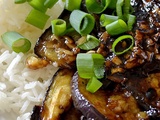 Donburi d'aubergines glacées à la sauce soja