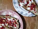 Aubergines grillées, sauce blanche et grenade d’Ottolenghi