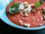 Gazpacho de tomates, melon et poivrons