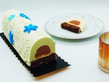 Bûche bavaroise à la menthe et crémeux chocolat