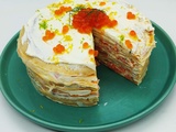 Gâteau de crêpes au saumon fumé