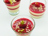 Panna cottas chocolat blanc, framboise, citron vert