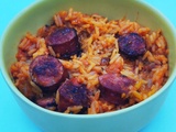 Riz à la tomate et saucisses fumées