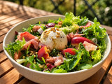 Salade pêche prosciutto radicchio