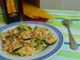 Spaghetti crevettes et courgettes