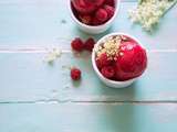 Sorbet à la framboise et fleurs de sureau