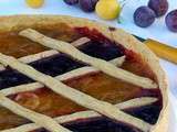 Tarte aux prunes jaunes et rouges