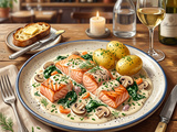 Blanquette de Saumon aux Épinards