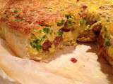 Tarte aux poulet, bacon et petits pois