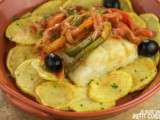 Morue à la mode de Braga («bacalhau à Braga»). Cuisine portugaise