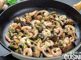 Poêlée de champignons aux crevettes