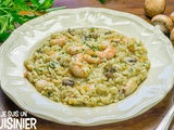 Risotto aux champignons et aux crevettes. Facile et délicieux