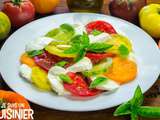 Salade tomate mozzarella (aux tomates anciennes multicolores)